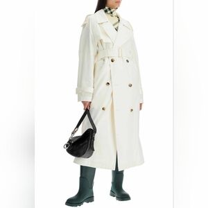 Burberry Women's Natural Silk Maxi Trench Coat in Sz 4
